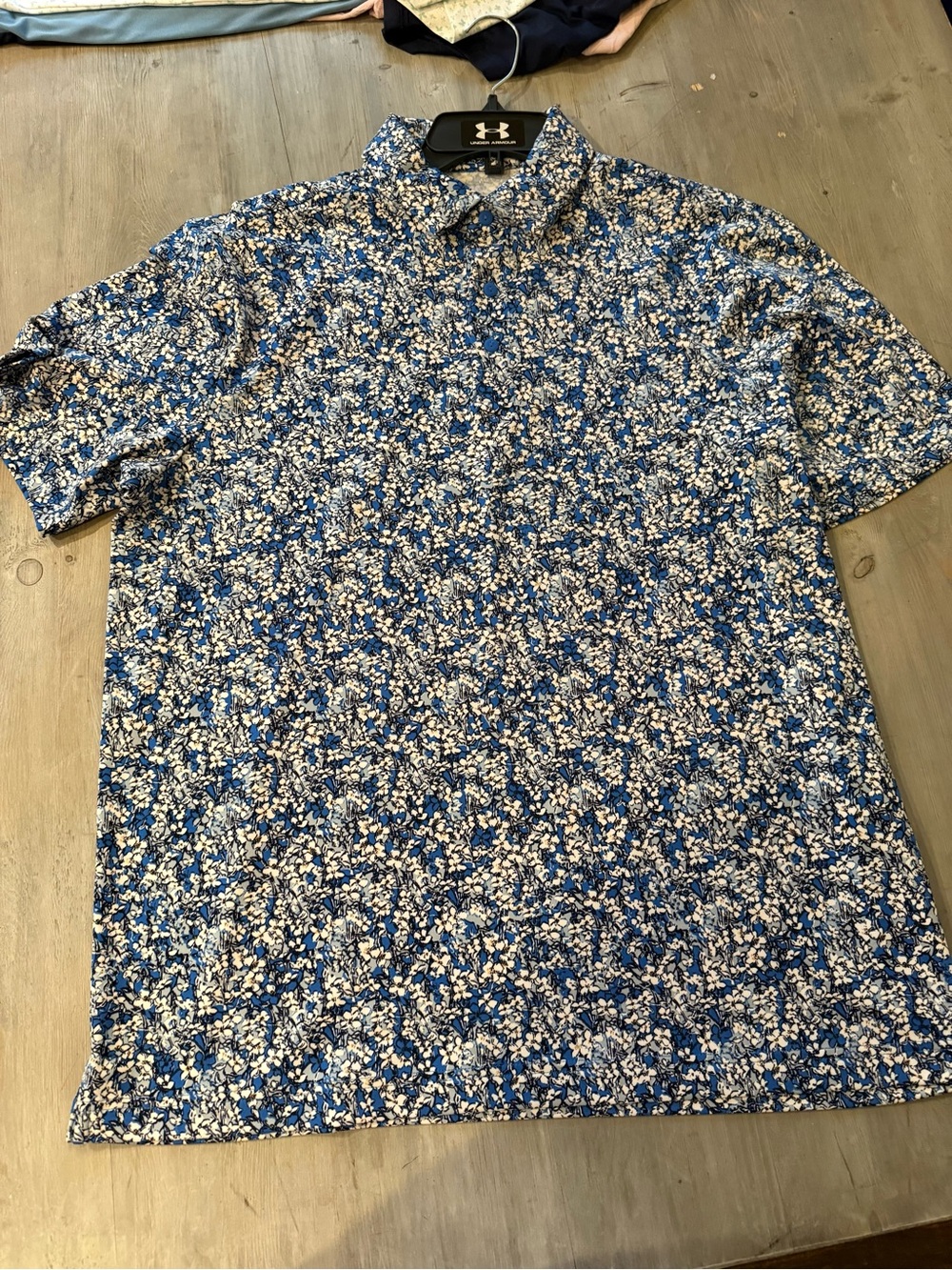 Under Armour Blue & White Floral-Print Polo